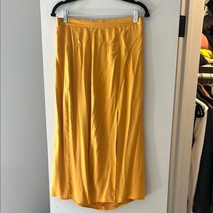 Baldwin Yellow Silk Slip Midi Skirt